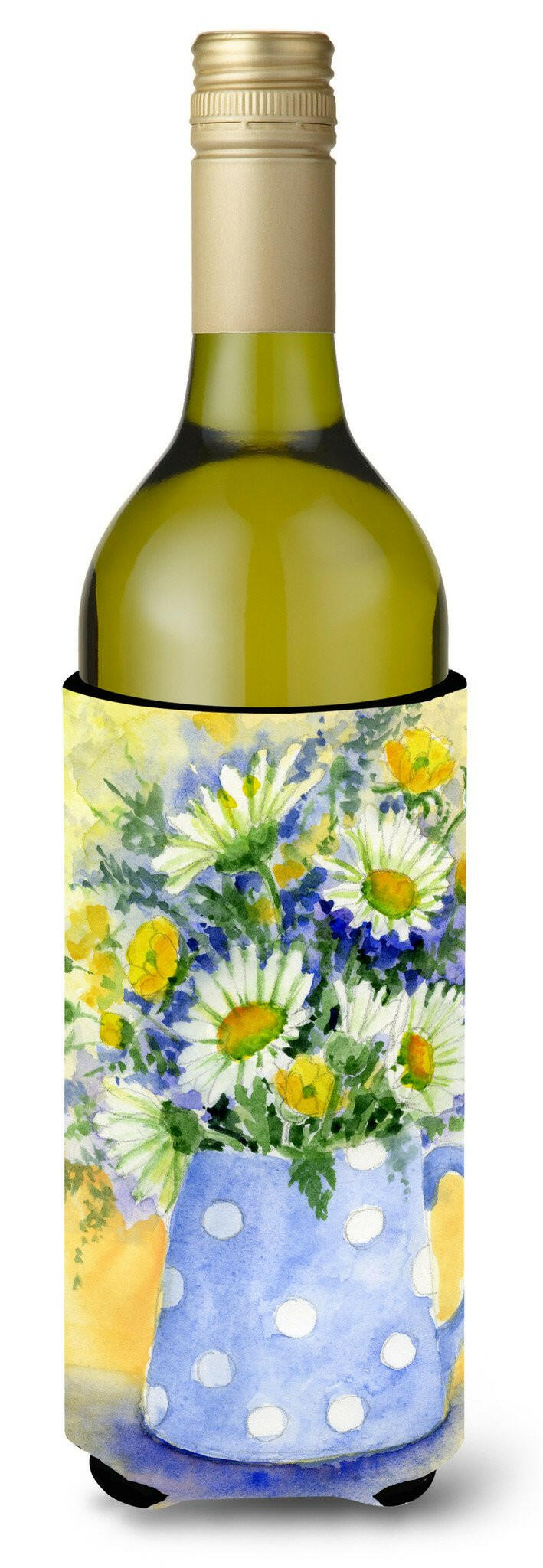 Blue and Yellow Flowers by Maureen Bonfield Wine Bottle Beverage Insulator Hugger BMBO0730LITERK by Caroline&#39;s Treasures