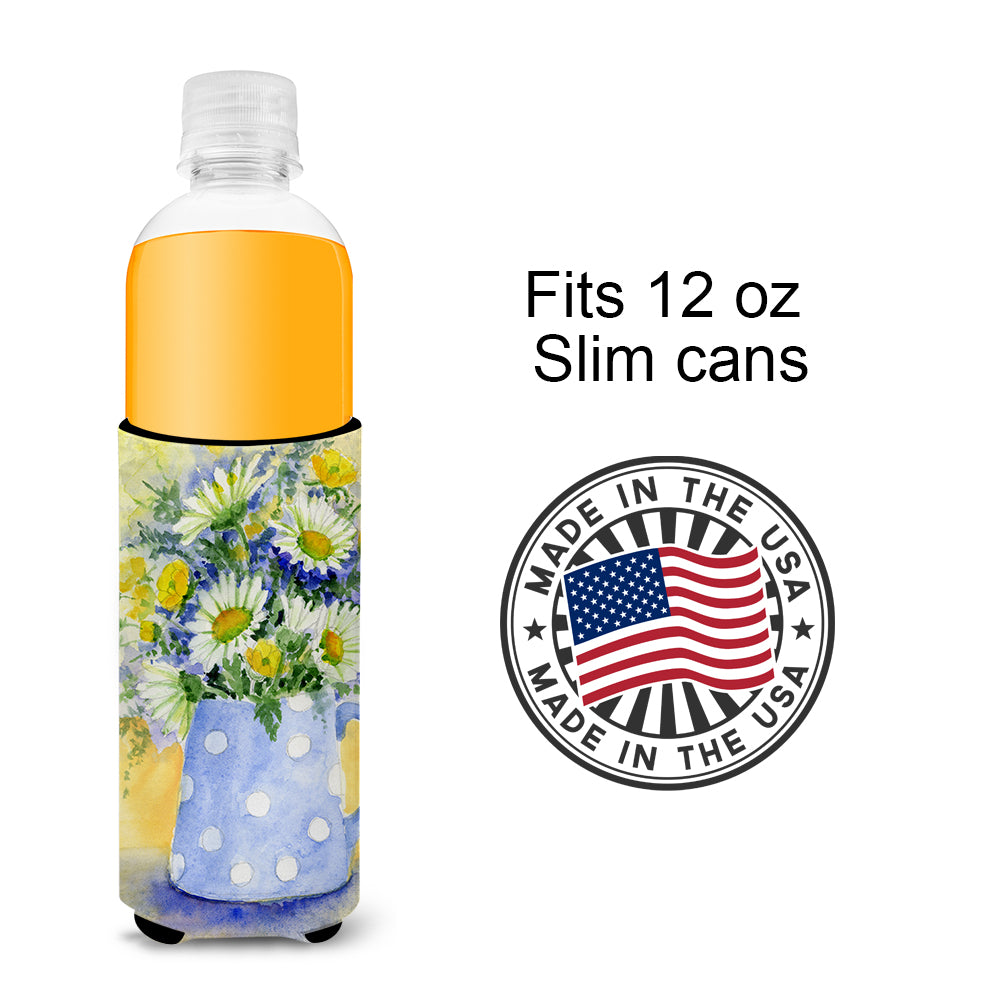 Fleurs bleues et jaunes par Maureen Bonfield Ultra Beverage Isolateurs pour canettes minces BMBO0730MUK
