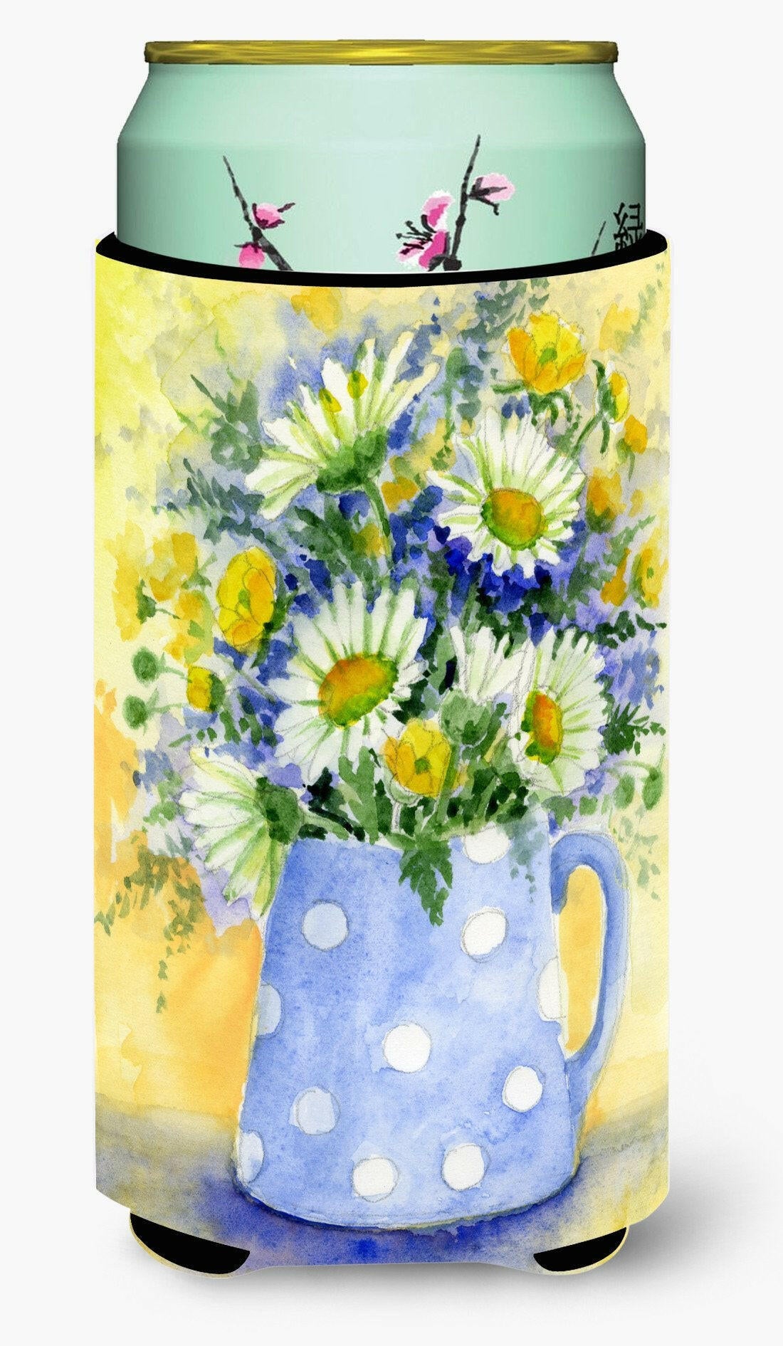 Blue and Yellow Flowers by Maureen Bonfield Tall Boy Beverage Insulator Hugger BMBO0730TBC by Caroline&#39;s Treasures