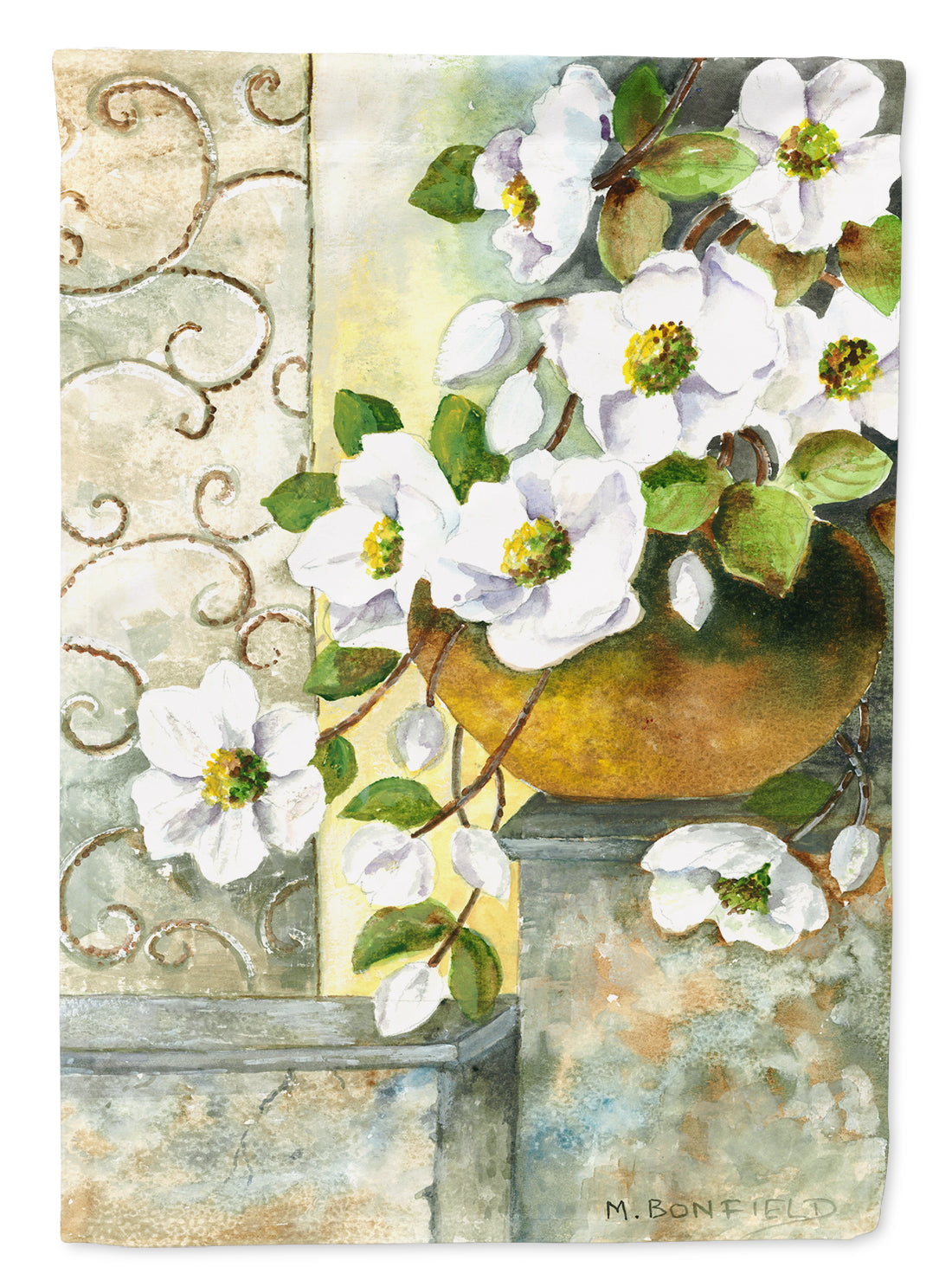 Dog Rose by Maureen Bonfield Flag Canvas House Size BMBO0773CHF  the-store.com.