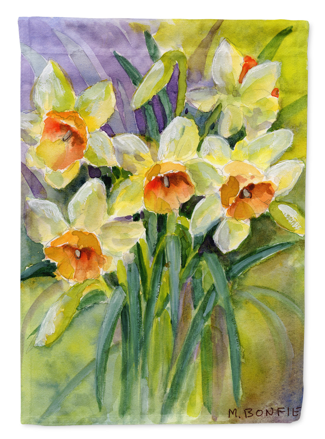 Daffodils by Maureen Bonfield Flag Canvas House Size BMBO0880CHF