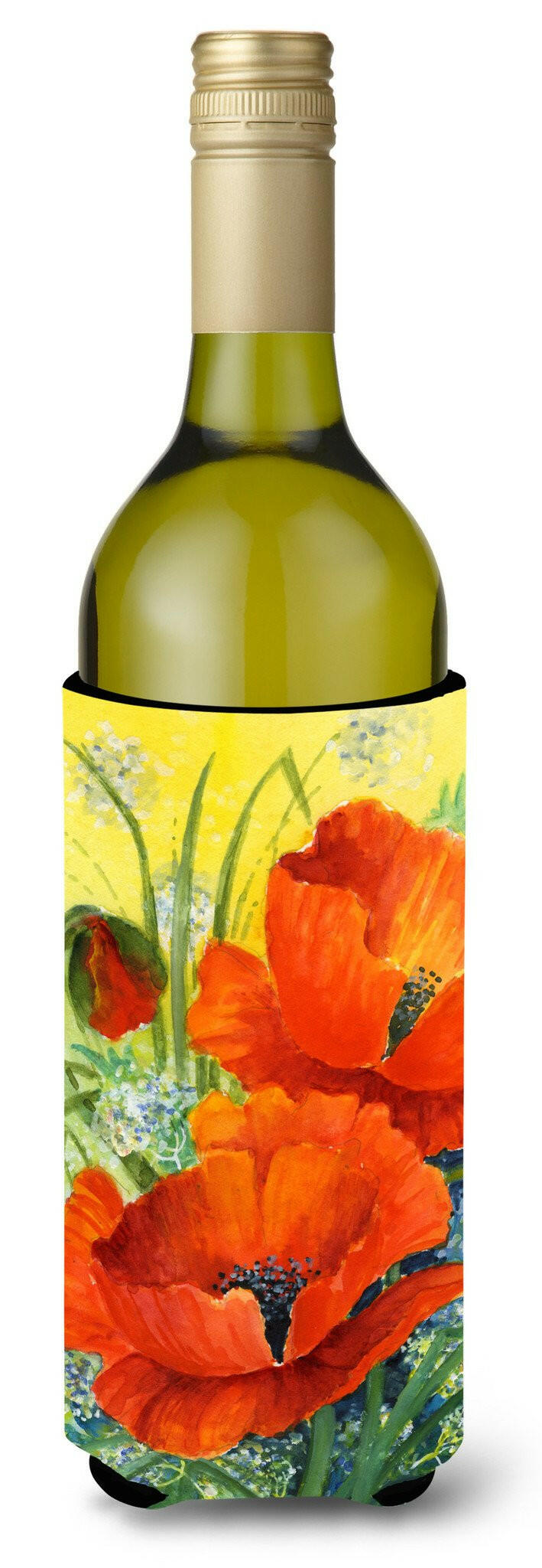 Poppies by Maureen Bonfield Wine Bottle Beverage Insulator Hugger BMBO0946LITERK by Caroline's Treasures