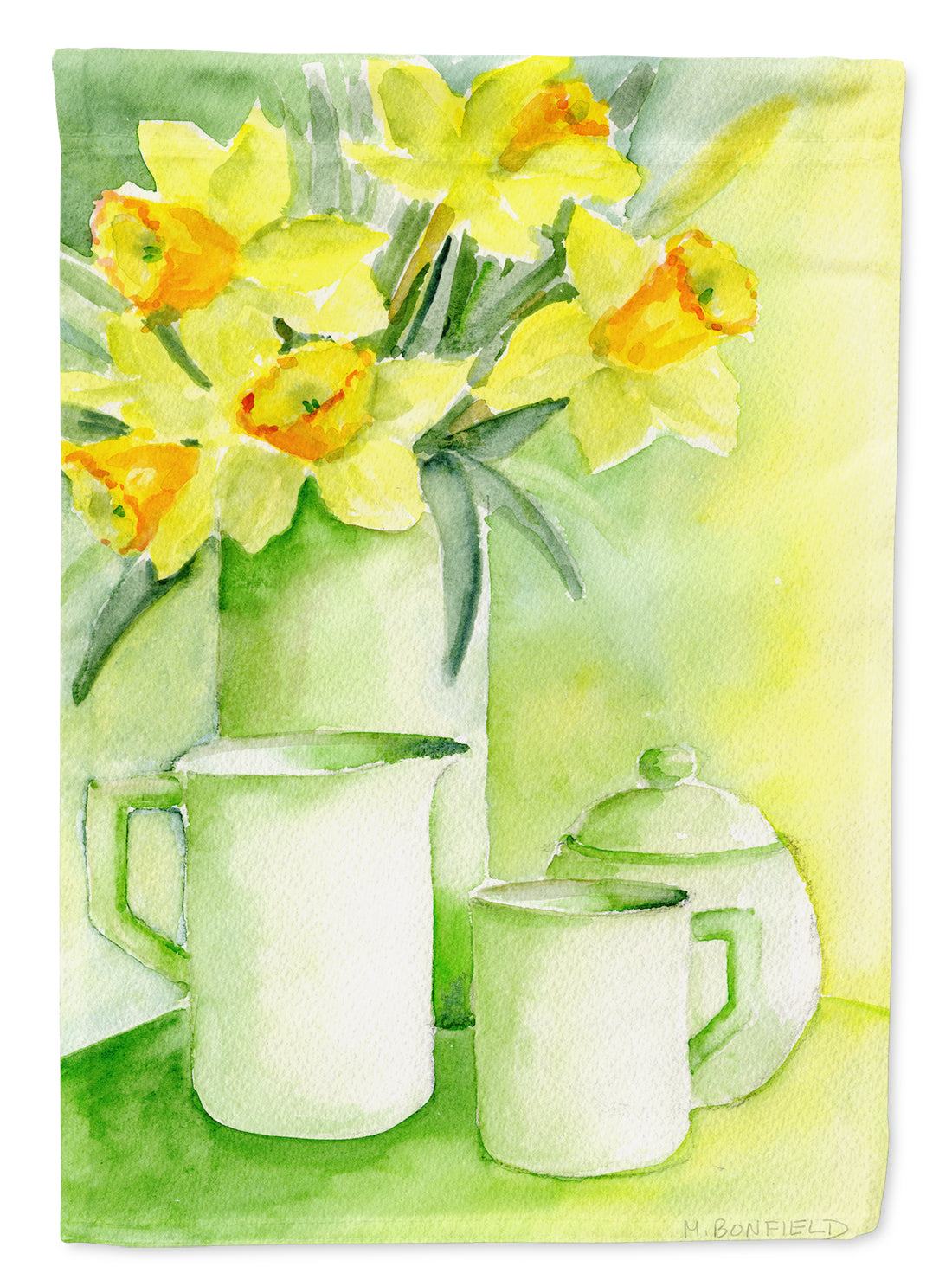 Yellow Daffodils by Maureen Bonfield Flag Canvas House Size BMBO0970CHF  the-store.com.