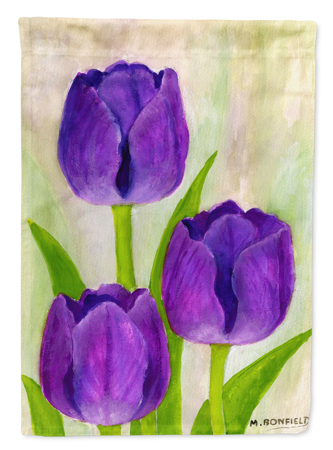 Purple Tulips by Maureen Bonfield Flag Canvas House Size BMBO1033CHF  the-store.com.