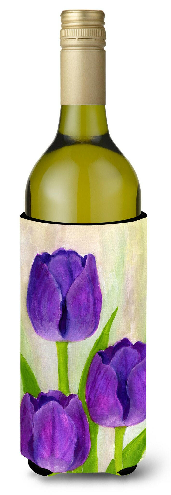 Purple Tulips by Maureen Bonfield Wine Bottle Beverage Insulator Hugger BMBO1033LITERK by Caroline&#39;s Treasures