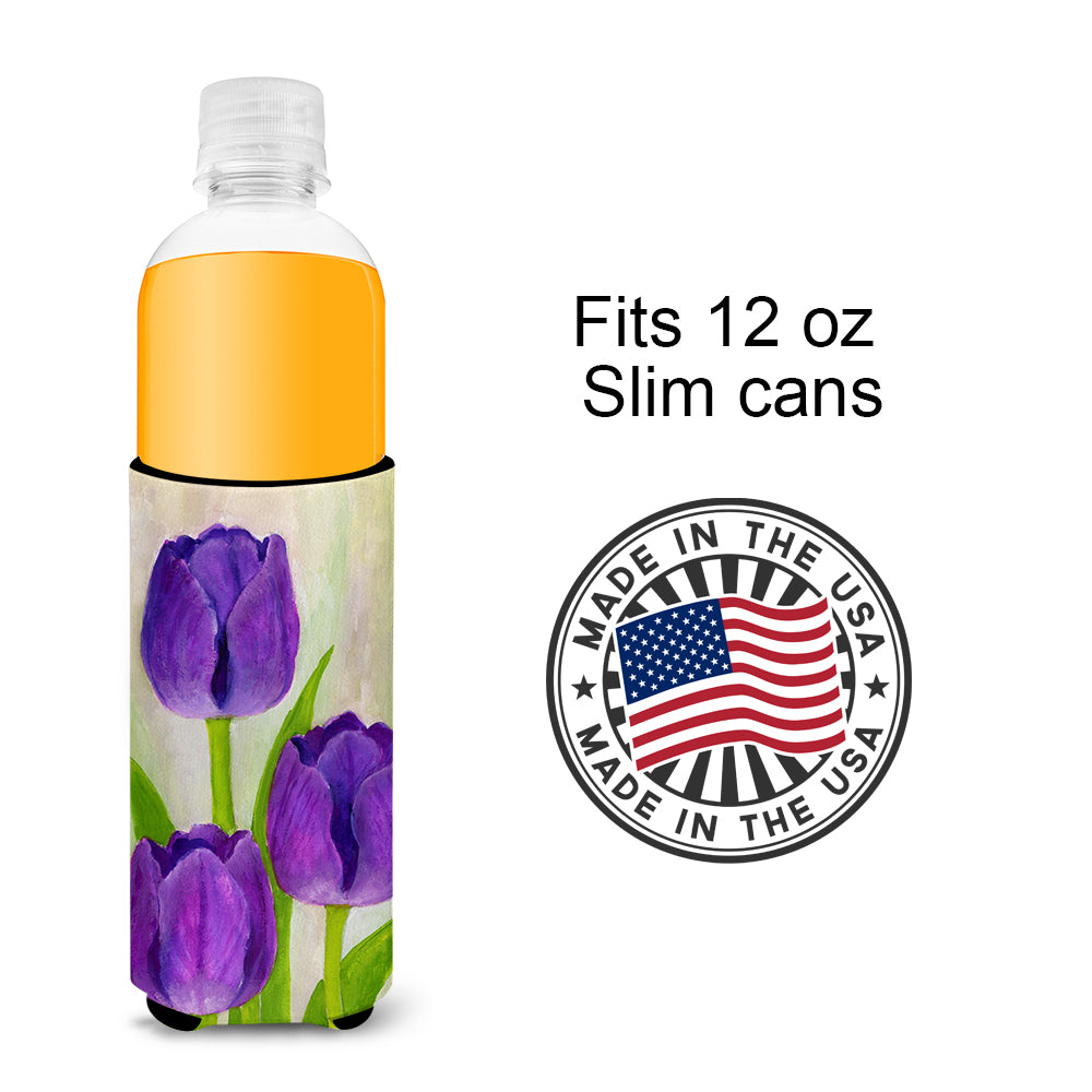 Purple Tulips by Maureen Bonfield Ultra Beverage Insulators for slim cans BMBO1033MUK