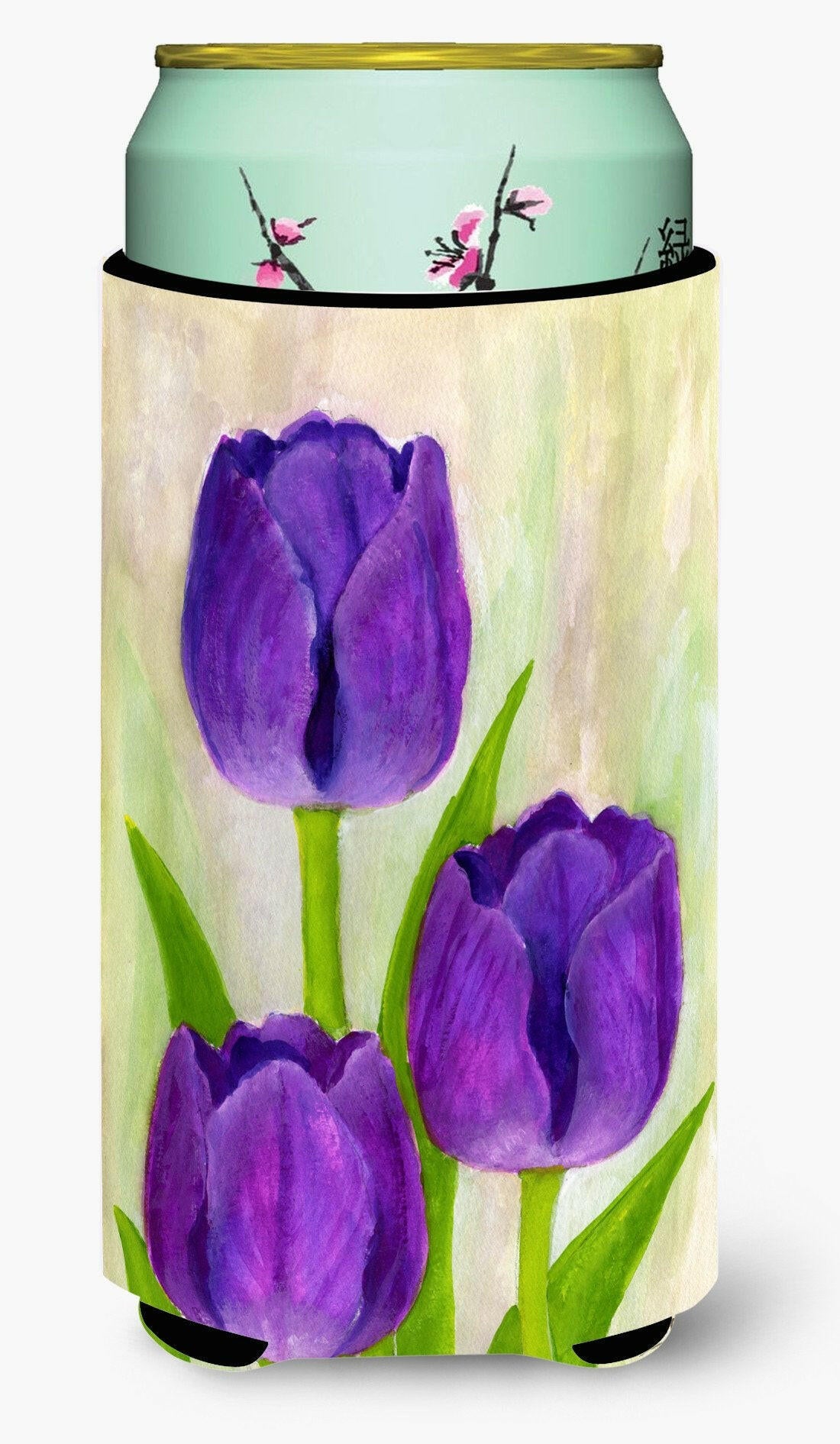 Purple Tulips by Maureen Bonfield Tall Boy Beverage Insulator Hugger BMBO1033TBC by Caroline's Treasures