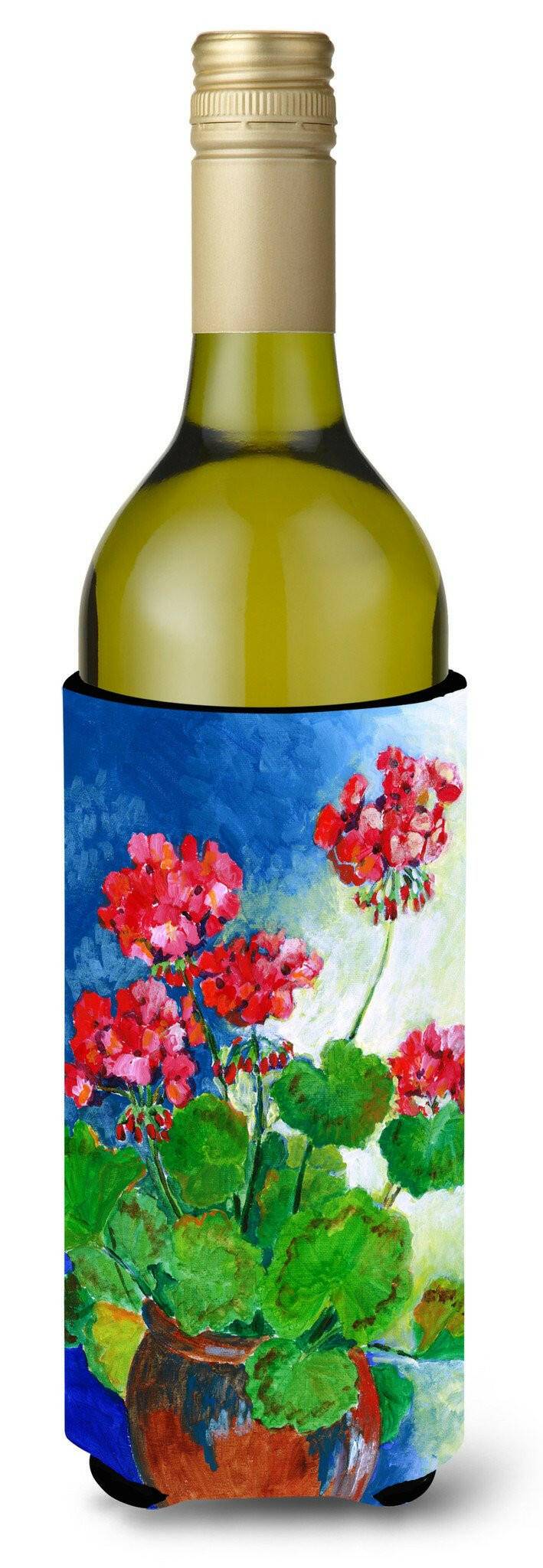 Geraniums by Maureen Bonfield Wine Bottle Beverage Insulator Hugger BMBO1118LITERK by Caroline&#39;s Treasures