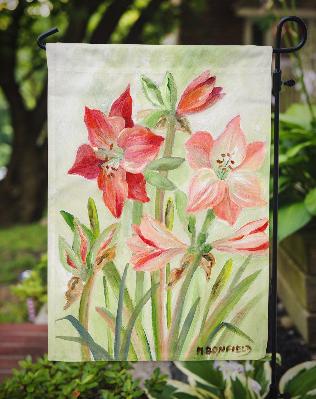 Lillies II by Maureen Bonfield Flag Garden Size BMBO1373GF.