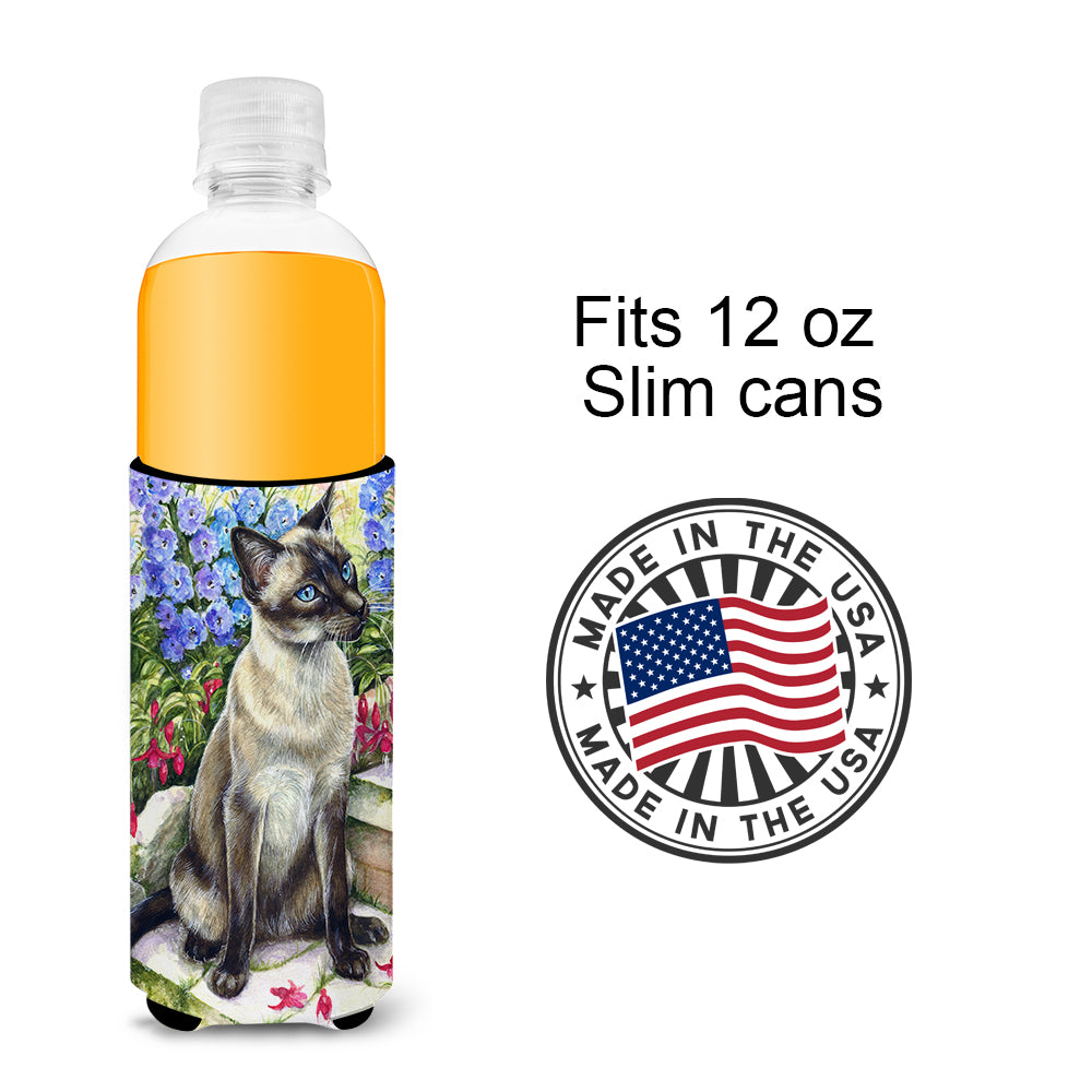 Siamese cat in the Garden Ultra Beverage Insulators for slim cans CDCO0026MUK  the-store.com.