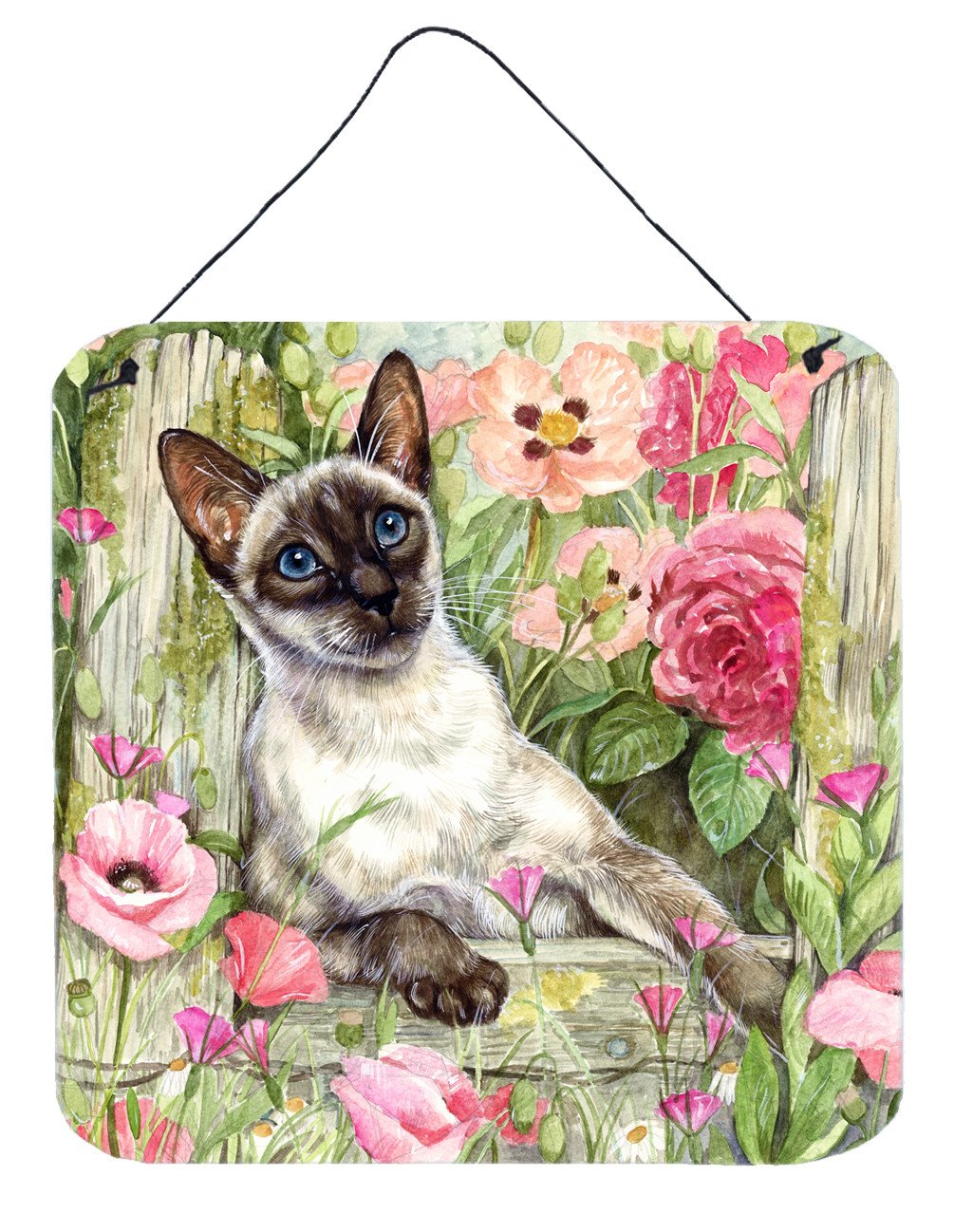 Siamese cat in the Roses Wall or Door Hanging Prints CDCO0033DS66 by Caroline&#39;s Treasures