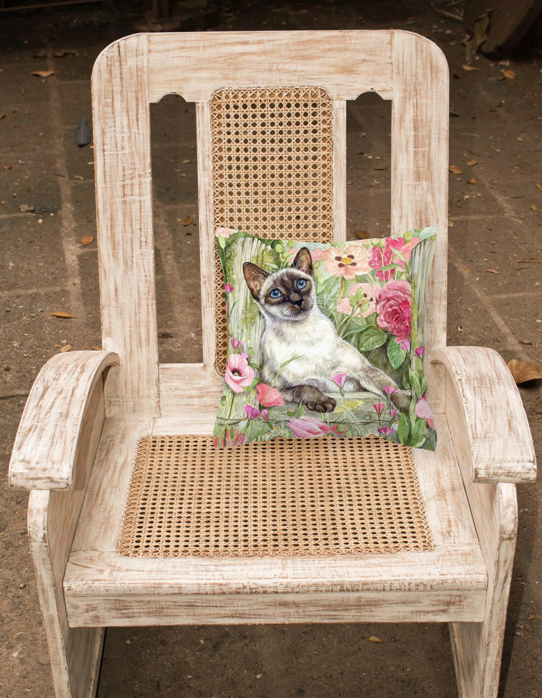 Siamese cat in the Roses Canvas Decorative Pillow CDCO0033PW1414 - the-store.com