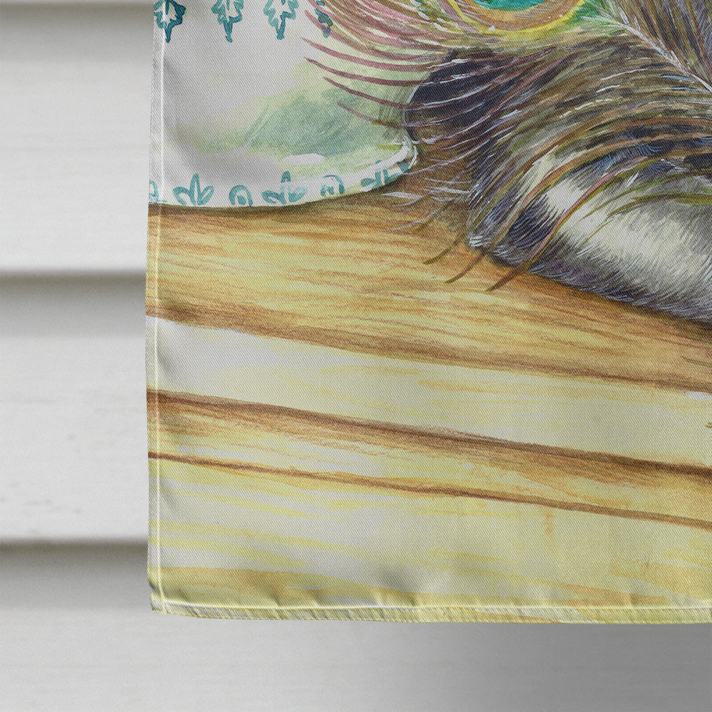 Cat and Peacock Feathers Flag Canvas House Size CDCO0035CHF