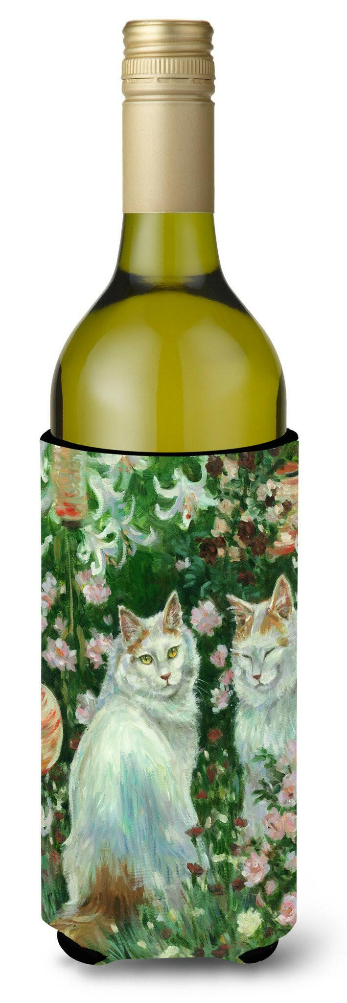 Cats In Garden by Debbie Cook Wine Bottle Beverage Insulator Hugger CDCO0151LITERK by Caroline&#39;s Treasures