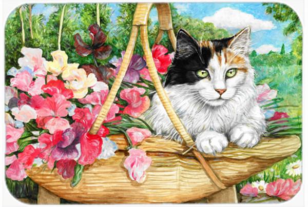 Cat In Basket Glass Cutting Board Large CDCO0178LCB by Caroline&#39;s Treasures