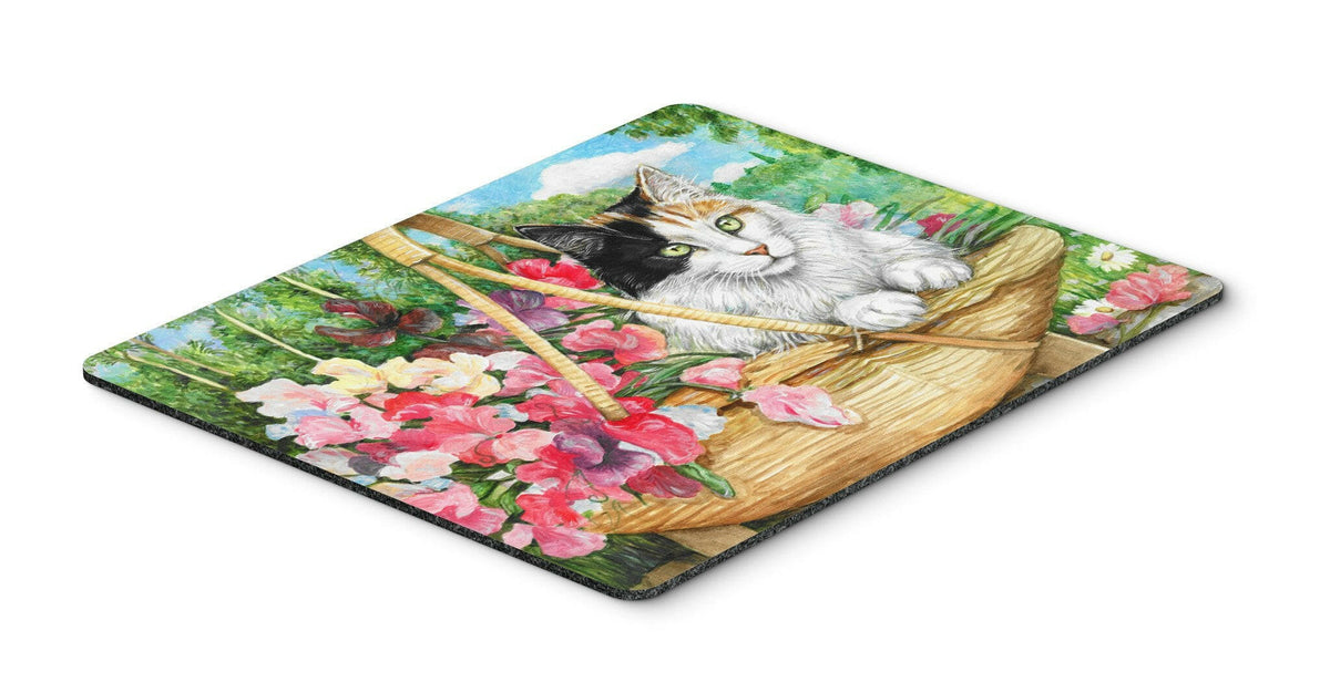 Cat In Basket Mouse Pad, Hot Pad or Trivet CDCO0178MP by Caroline&#39;s Treasures