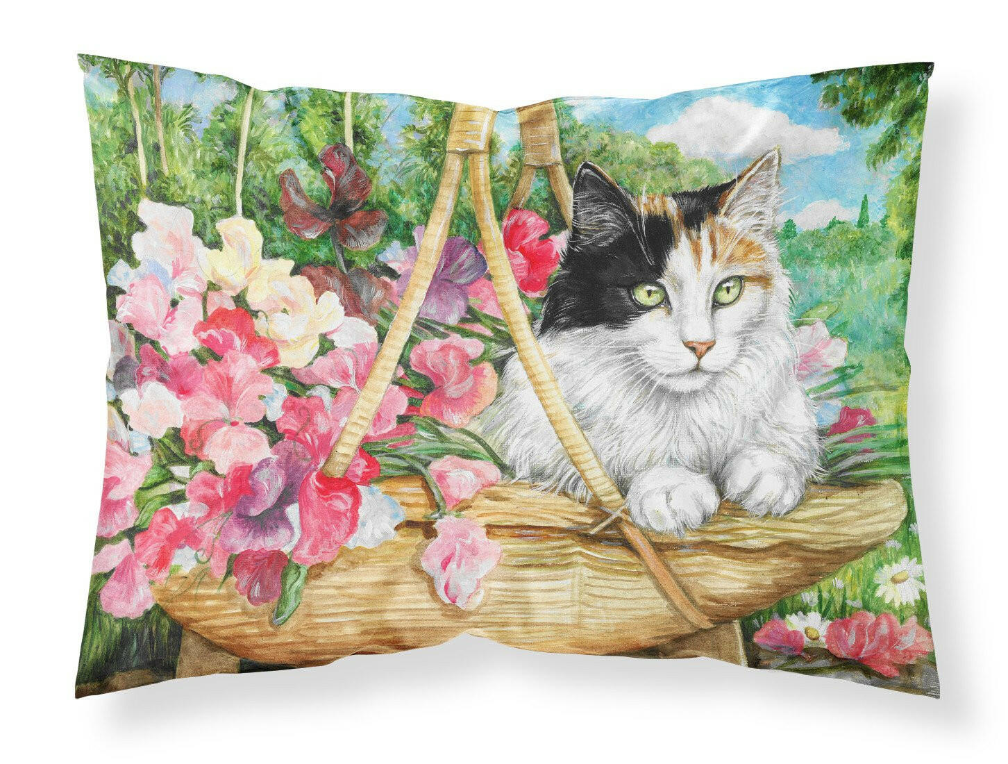 Cat In Basket Fabric Standard Pillowcase CDCO0178PILLOWCASE by Caroline's Treasures