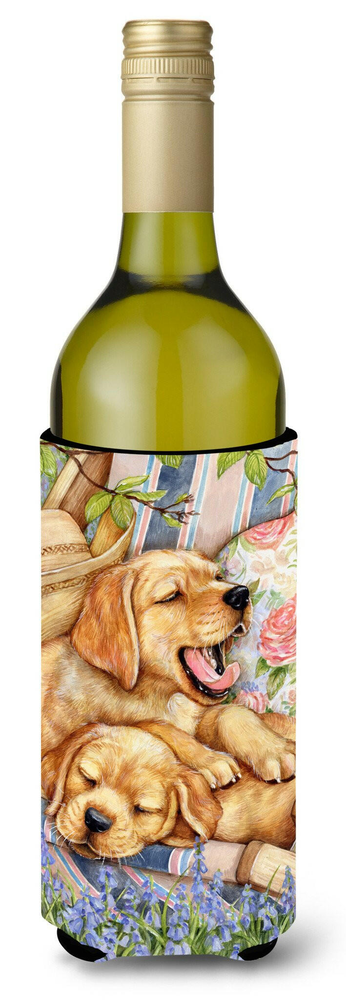 Yellow Labrador Deck Pups Wine Bottle Beverage Insulator Hugger CDCO0194LITERK by Caroline&#39;s Treasures