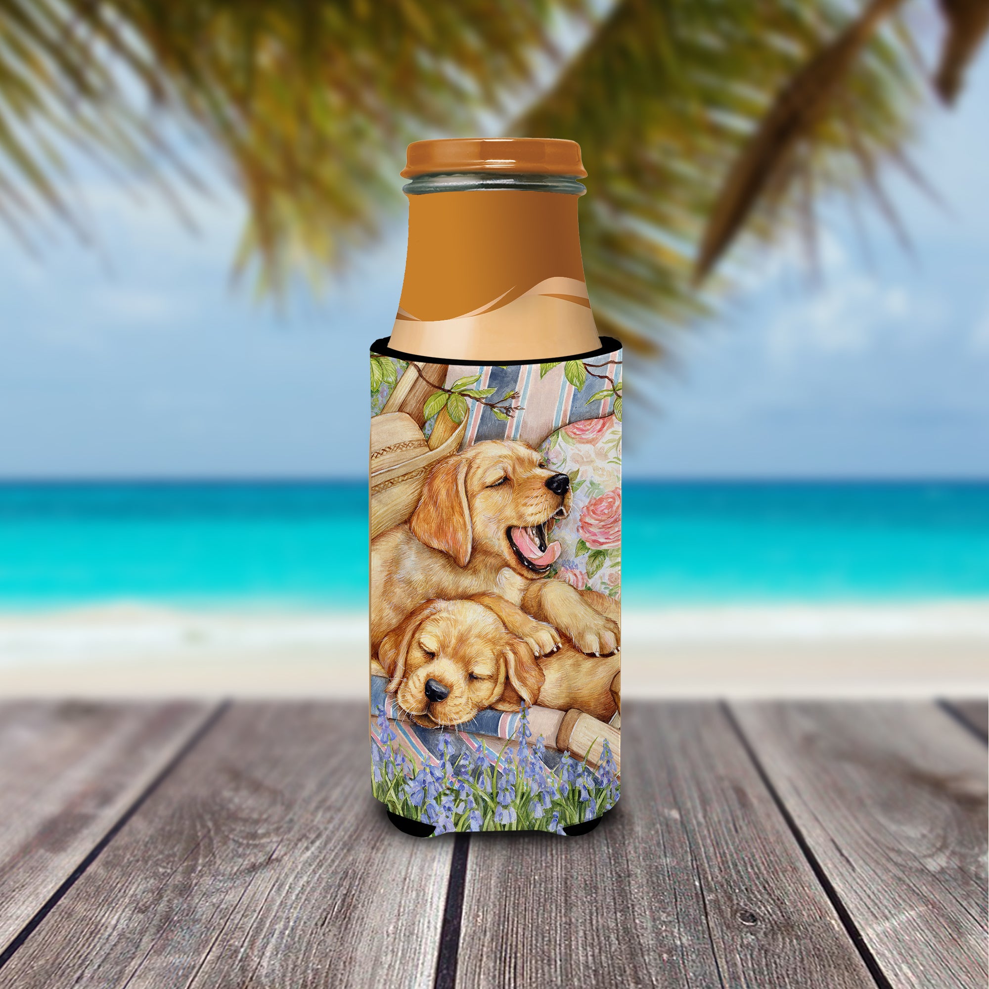 Yellow Labrador Deck Pups Ultra Beverage Insulators for slim cans CDCO0194MUK