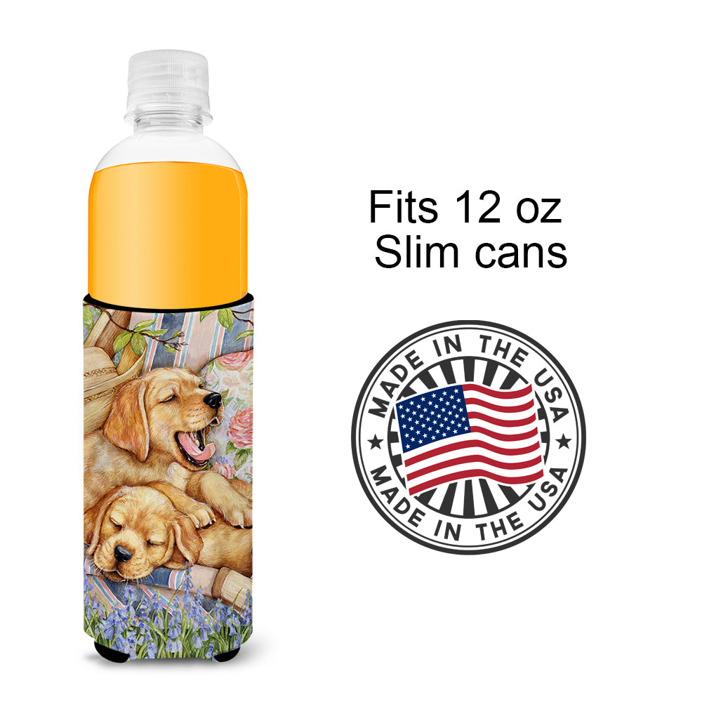 Yellow Labrador Deck Pups Ultra Beverage Insulators for slim cans CDCO0194MUK  the-store.com.
