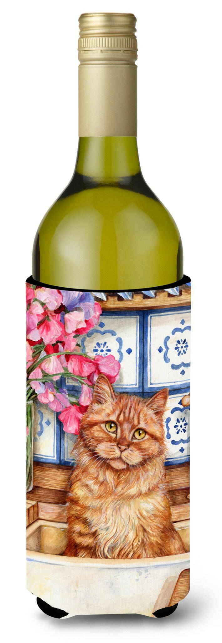 Cat In Sink by Debbie Cook Wine Bottle Beverage Insulator Hugger CDCO0195LITERK by Caroline&#39;s Treasures