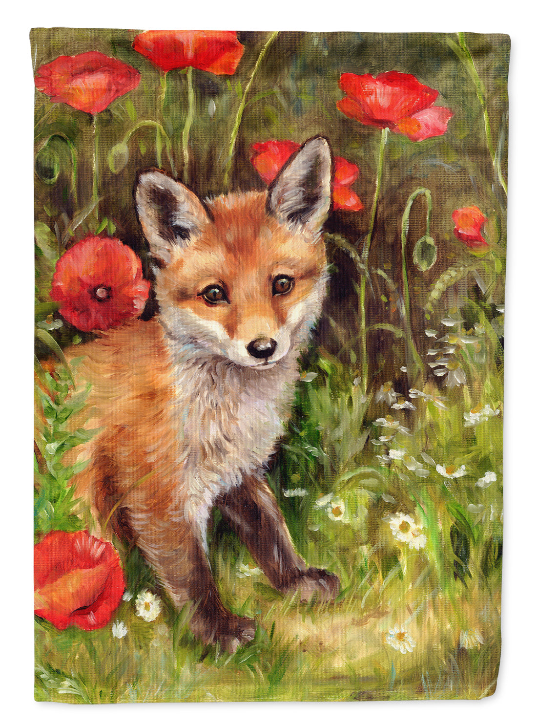 Fox Cub by Debbie Cook Flag Canvas House Size CDCO0226CHF  the-store.com.