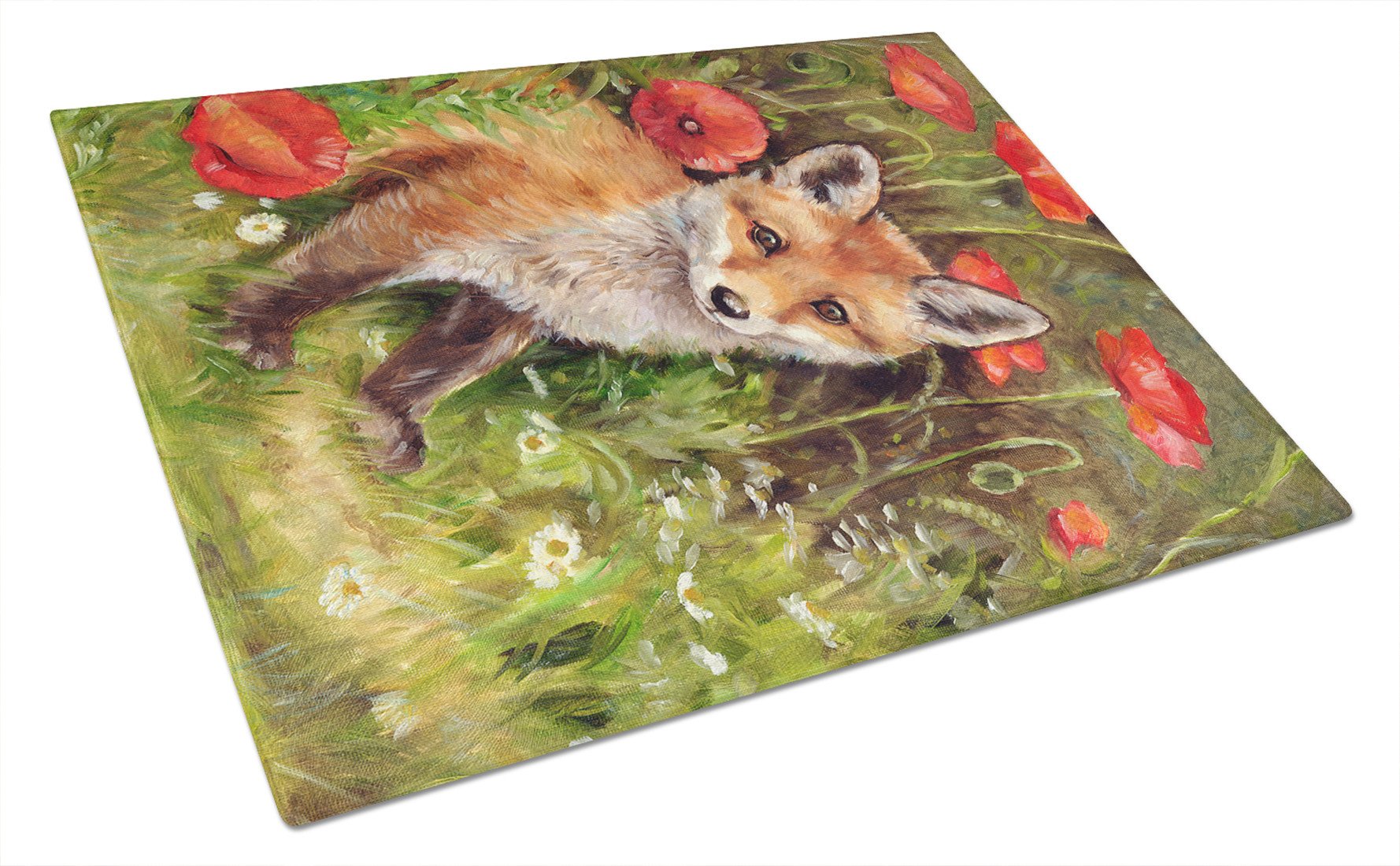 Fox Cub by Debbie Cook Glass Cutting Board Large CDCO0226LCB by Caroline's Treasures