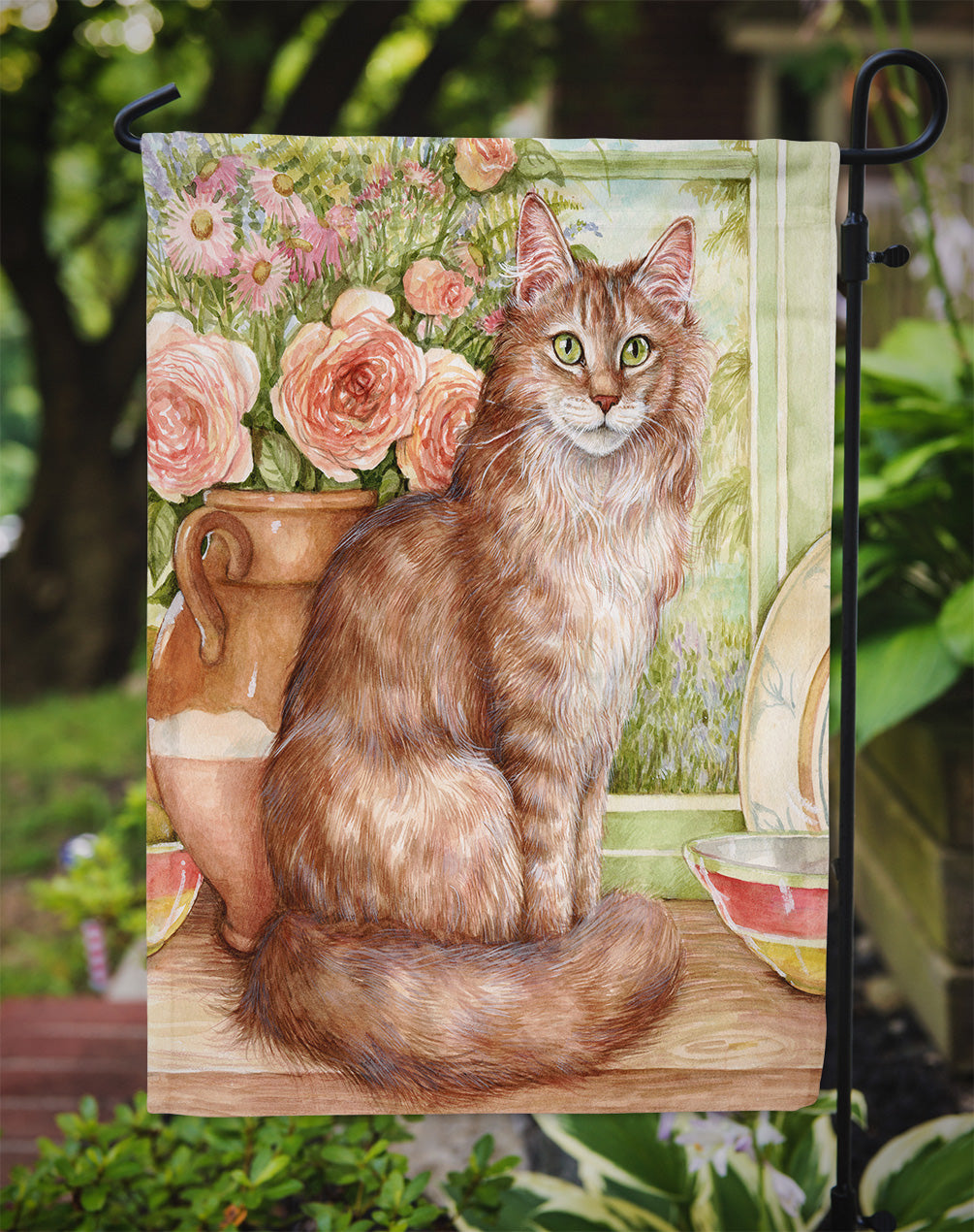 Maine Coon Cat by Debbie Cook Flag Garden Size CDCO0236GF.