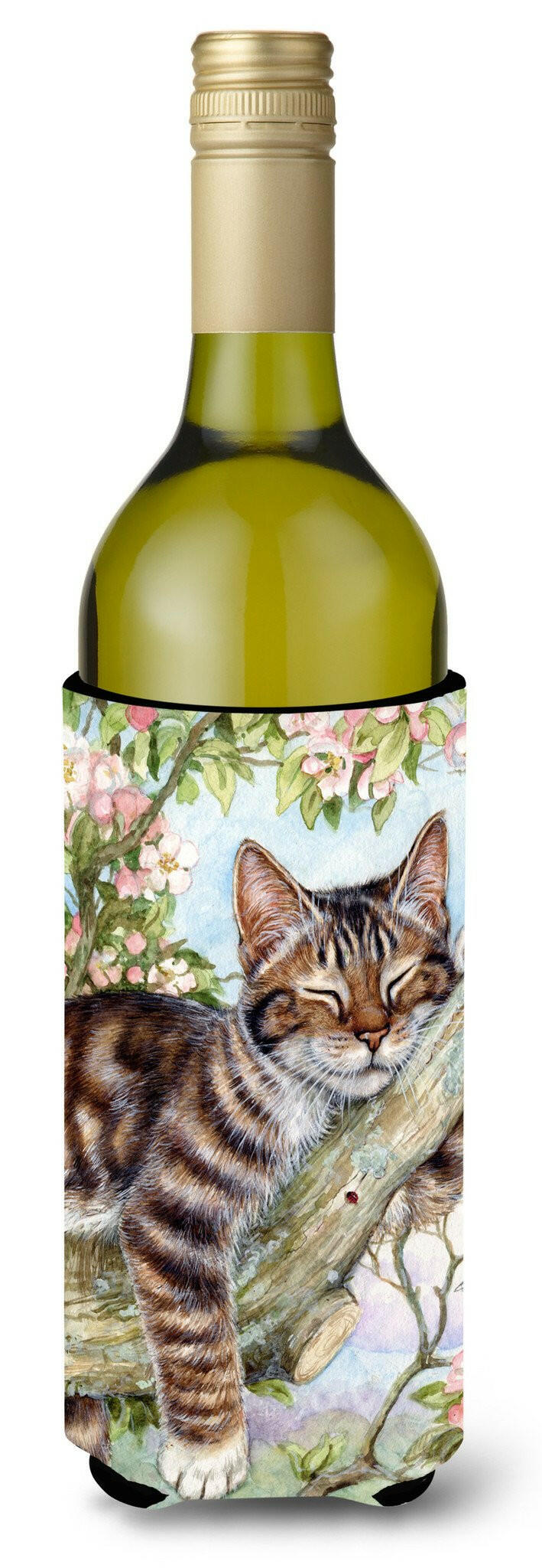 Sleepy Cat by Debbie Cook Wine Bottle Beverage Insulator Hugger CDCO0241LITERK by Caroline's Treasures