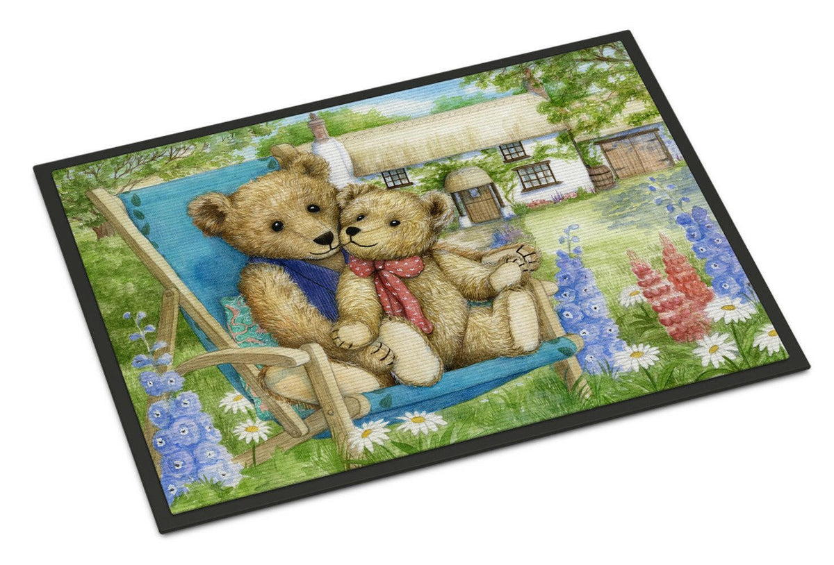 Springtime Teddy Bears in Flowers Indoor or Outdoor Mat 18x27 CDCO0306MAT - the-store.com