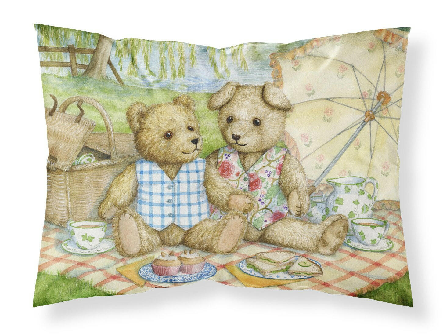 Summertime Teddy Bears Picnic Fabric Standard Pillowcase CDCO0308PILLOWCASE by Caroline's Treasures