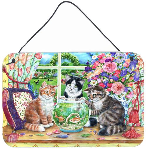 Cats Just Looking in the fish bowl Wall or Door Hanging Prints by Caroline&#39;s Treasures
