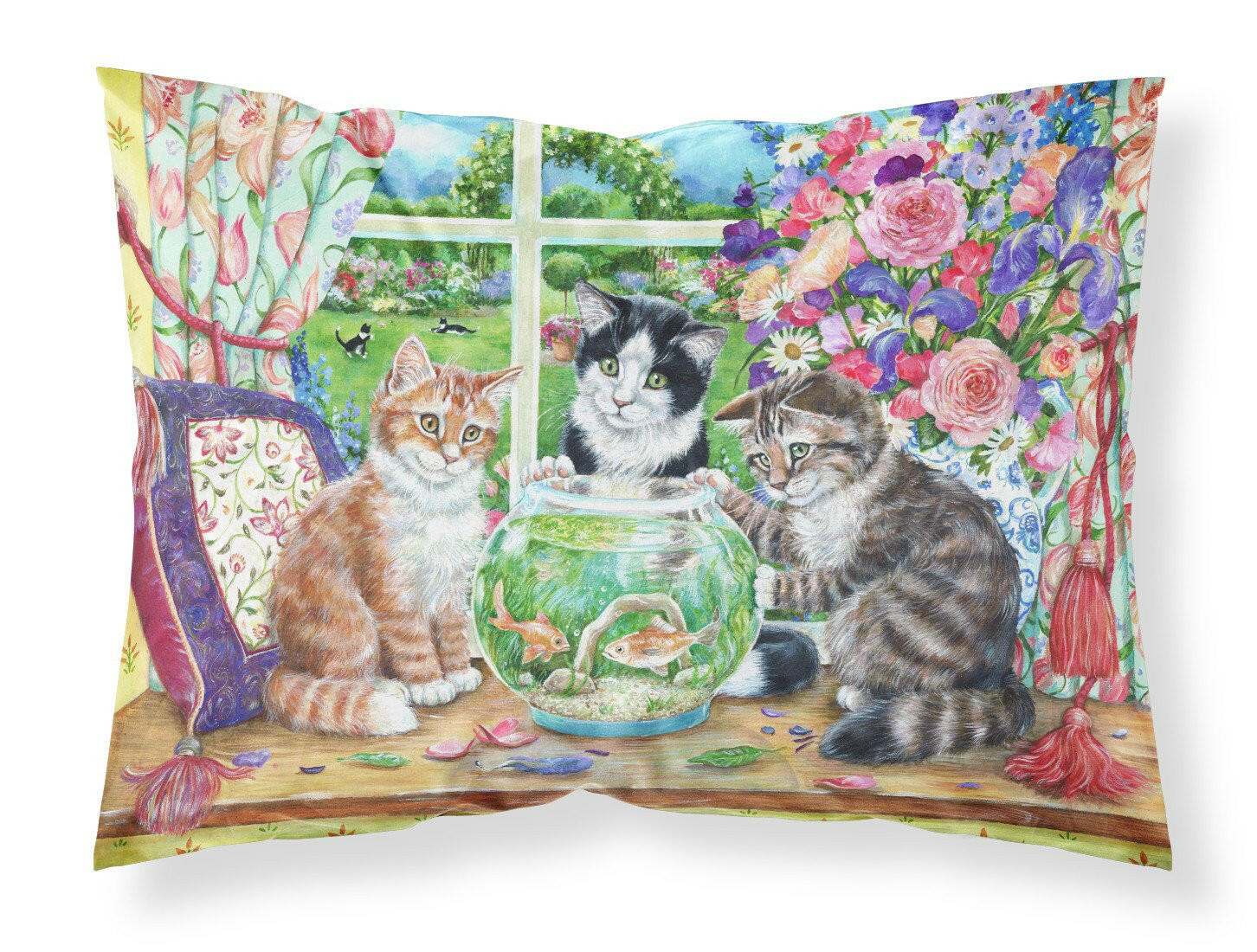 Cats Just Looking in the fish bowl Fabric Standard Pillowcase CDCO0325PILLOWCASE by Caroline's Treasures