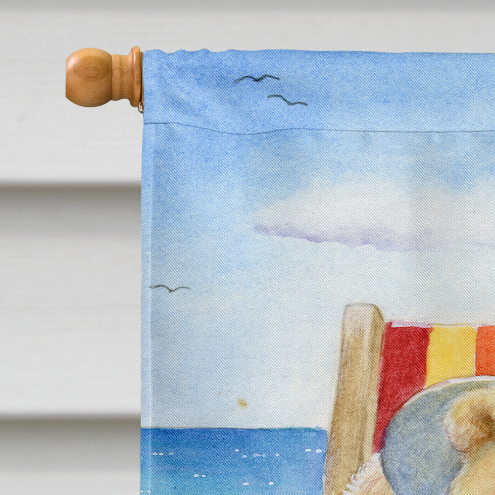 Summer Teddy Bear and Cat on Beach Flag Canvas House Size CDCO0336CHF