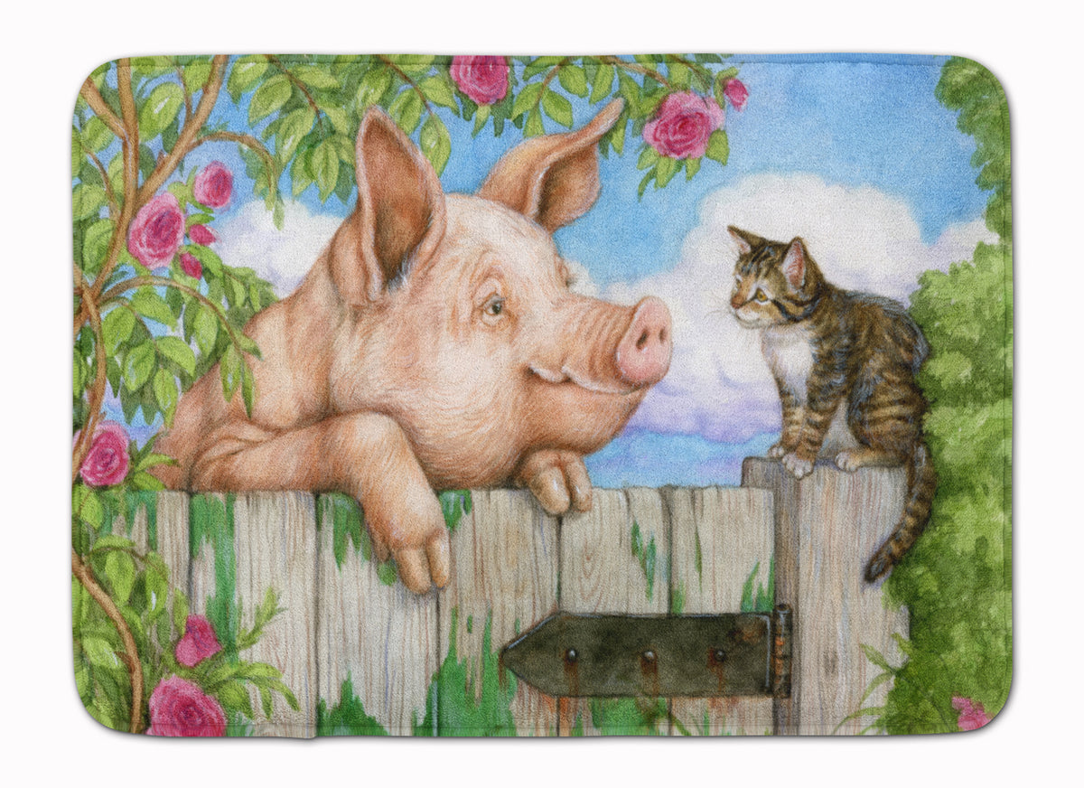 Pig at the Gate with the Cat Machine Washable Memory Foam Mat CDCO0349RUG - the-store.com