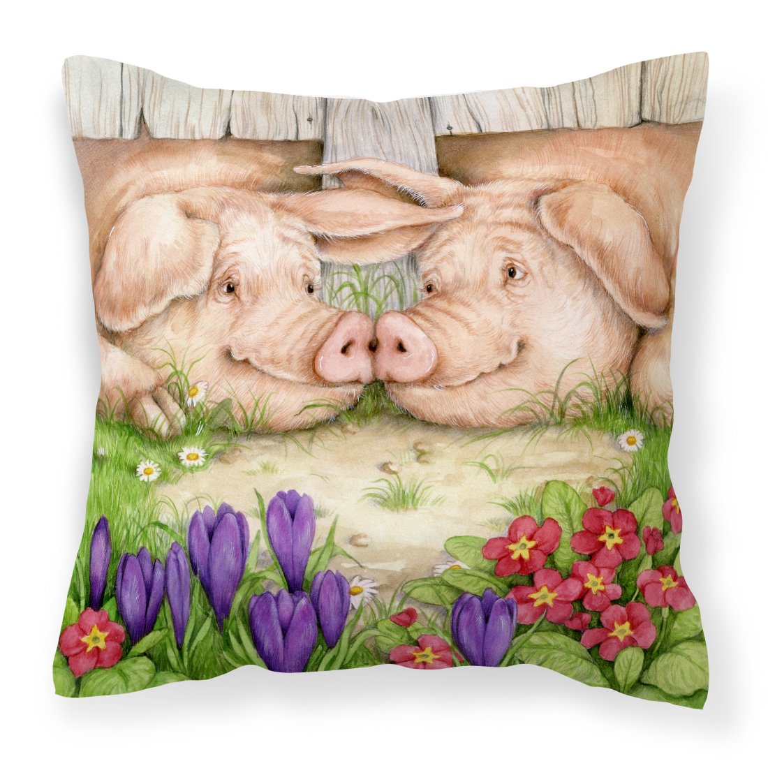 Pigs Nose To Nose by Debbie Cook Canvas Decorative Pillow by Caroline&#39;s Treasures
