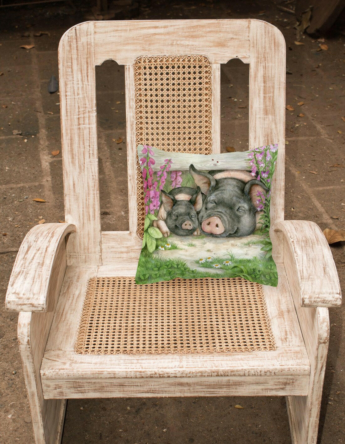Pigs Under The Fence by Debbie Cook Canvas Decorative Pillow CDCO0355PW1414 - the-store.com