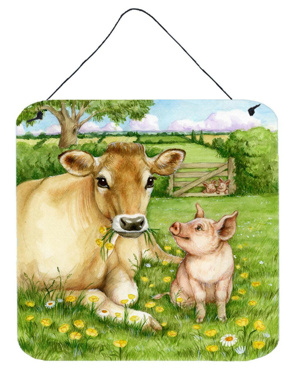 Pigs and Cow Good Friends Wall or Door Hanging Prints CDCO0360DS66 by Caroline&#39;s Treasures