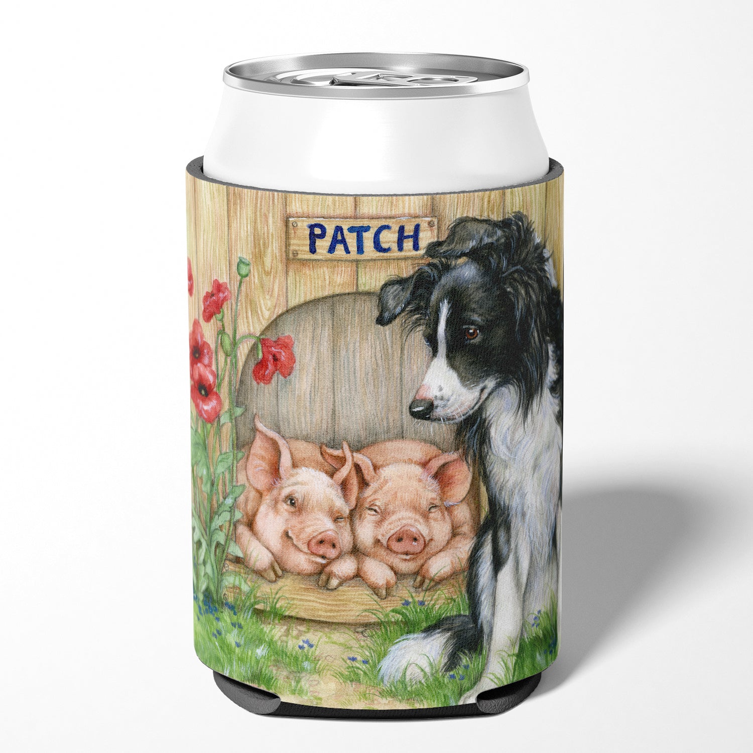 Patch the Border Collie and Piglet Friends Can or Bottle Hugger CDCO0362CC