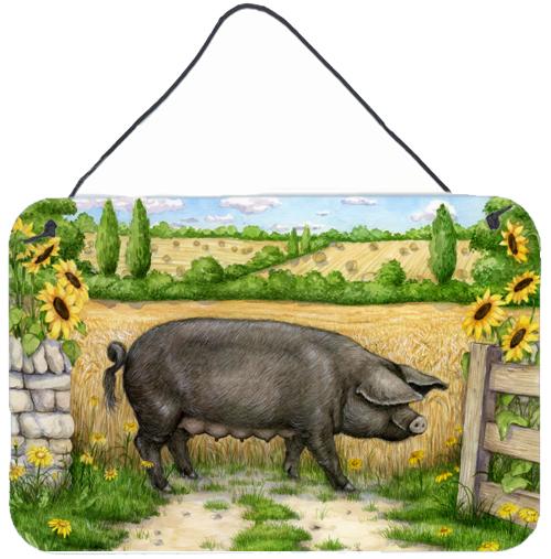 Black Pig with Sunflowers Wall or Door Hanging Prints by Caroline's Treasures