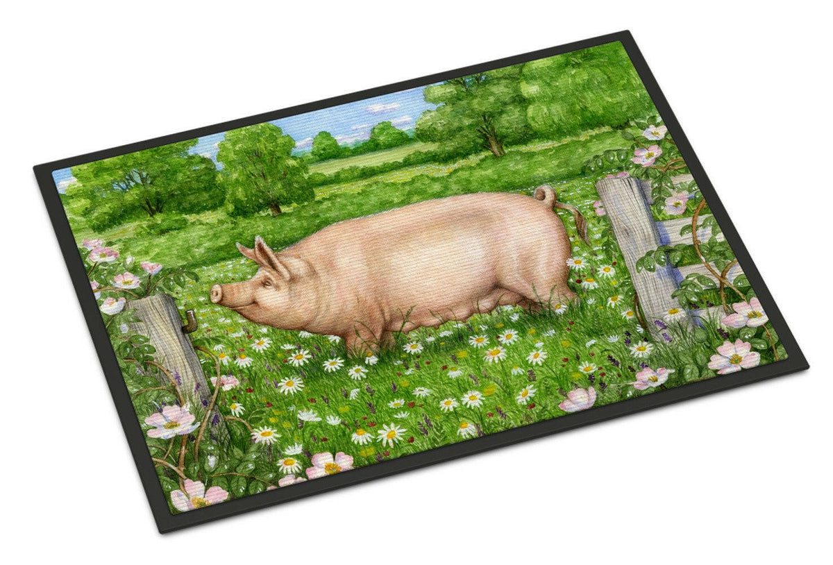 Pig In Dasies by Debbie Cook Indoor or Outdoor Mat 18x27 CDCO0374MAT - the-store.com