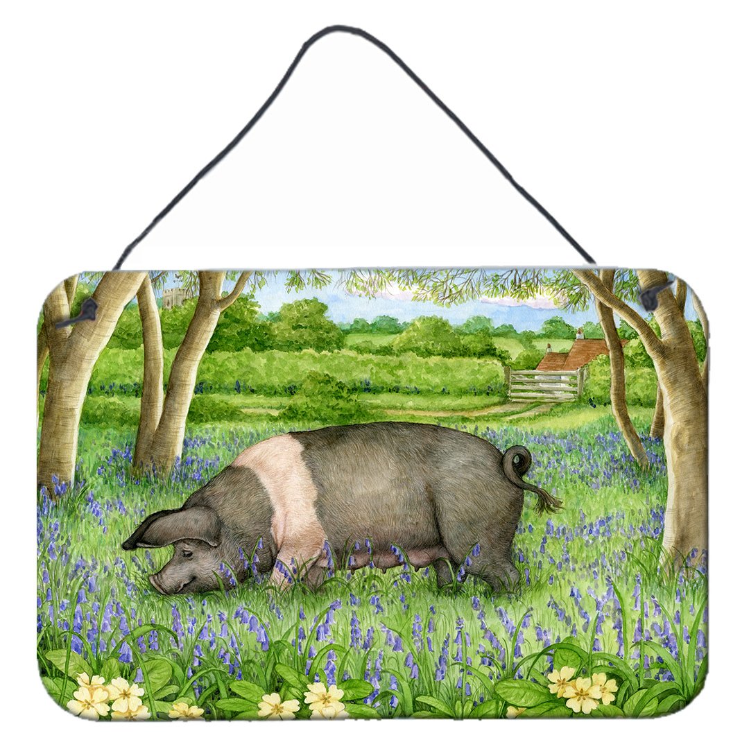Pig In Bluebells by Debbie Cook Wall or Door Hanging Prints CDCO0377DS812 by Caroline&#39;s Treasures