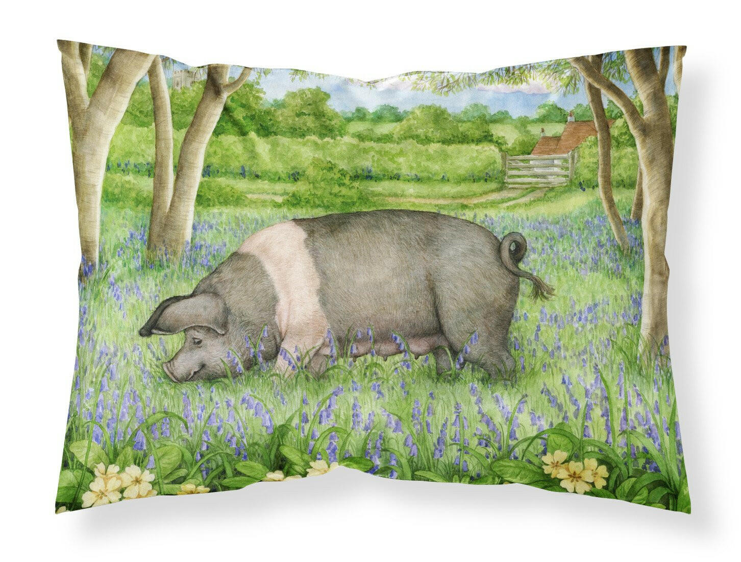 Pig In Bluebells by Debbie Cook Fabric Standard Pillowcase CDCO0377PILLOWCASE by Caroline's Treasures