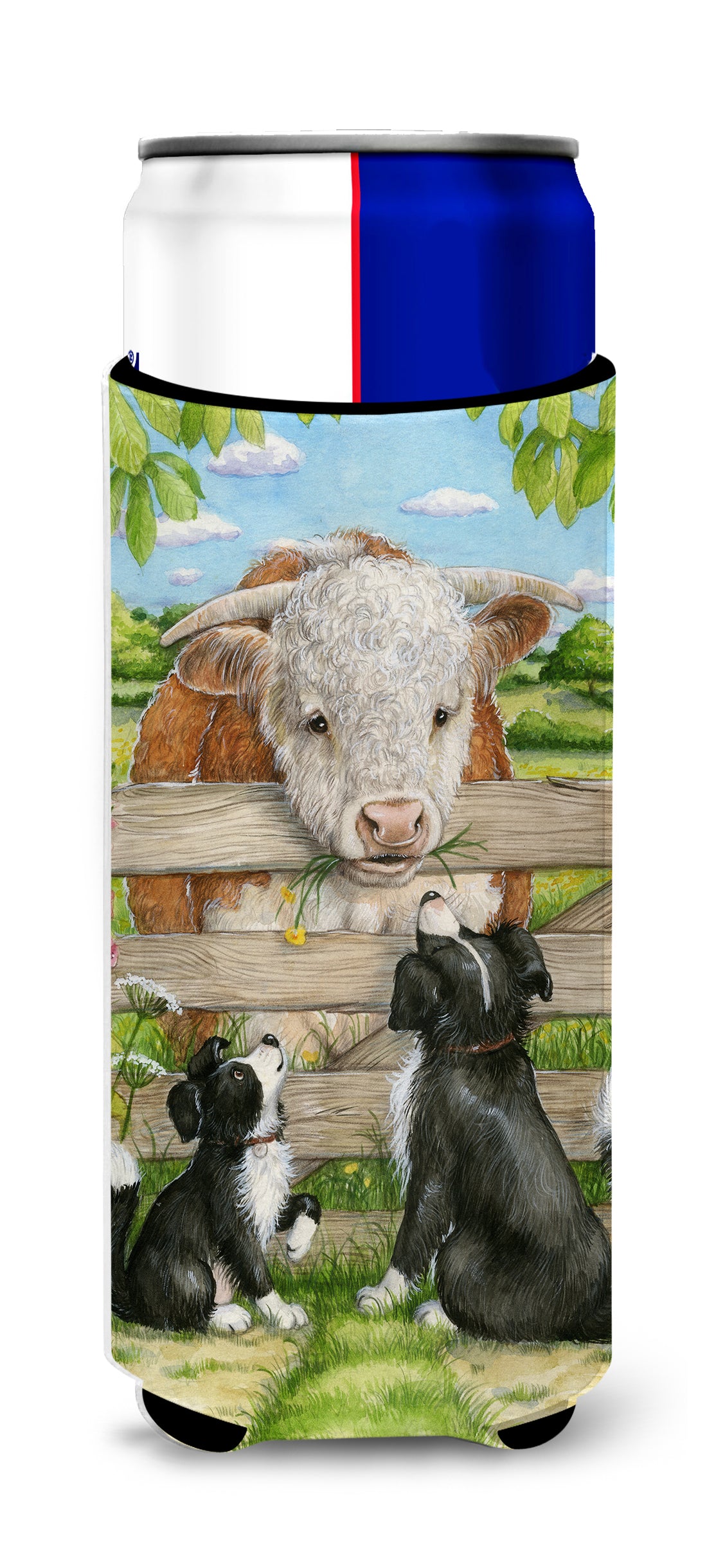 Bull and Pup Friends by Debbie Cook Ultra Beverage Insulators for slim cans CDCO0378MUK