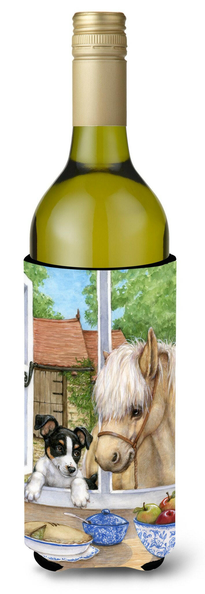 Jack Russel Puppy and Foal Horse Wine Bottle Beverage Insulator Hugger CDCO0379LITERK by Caroline&#39;s Treasures