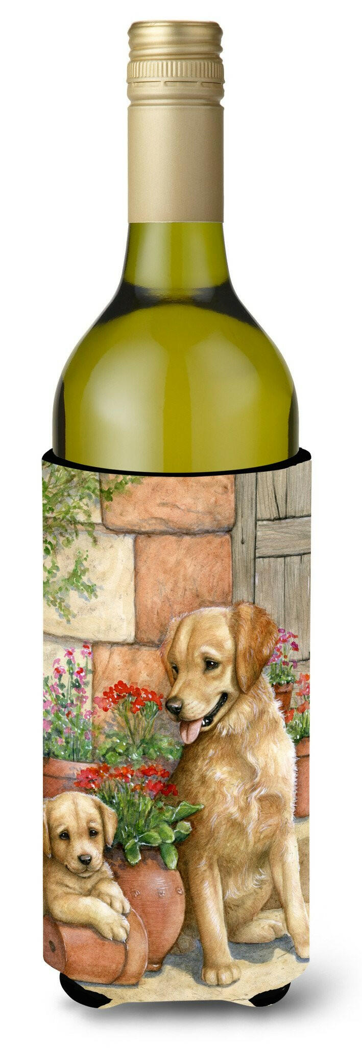 Father and Son Yellow Labrador Wine Bottle Beverage Insulator Hugger CDCO0383LITERK by Caroline's Treasures