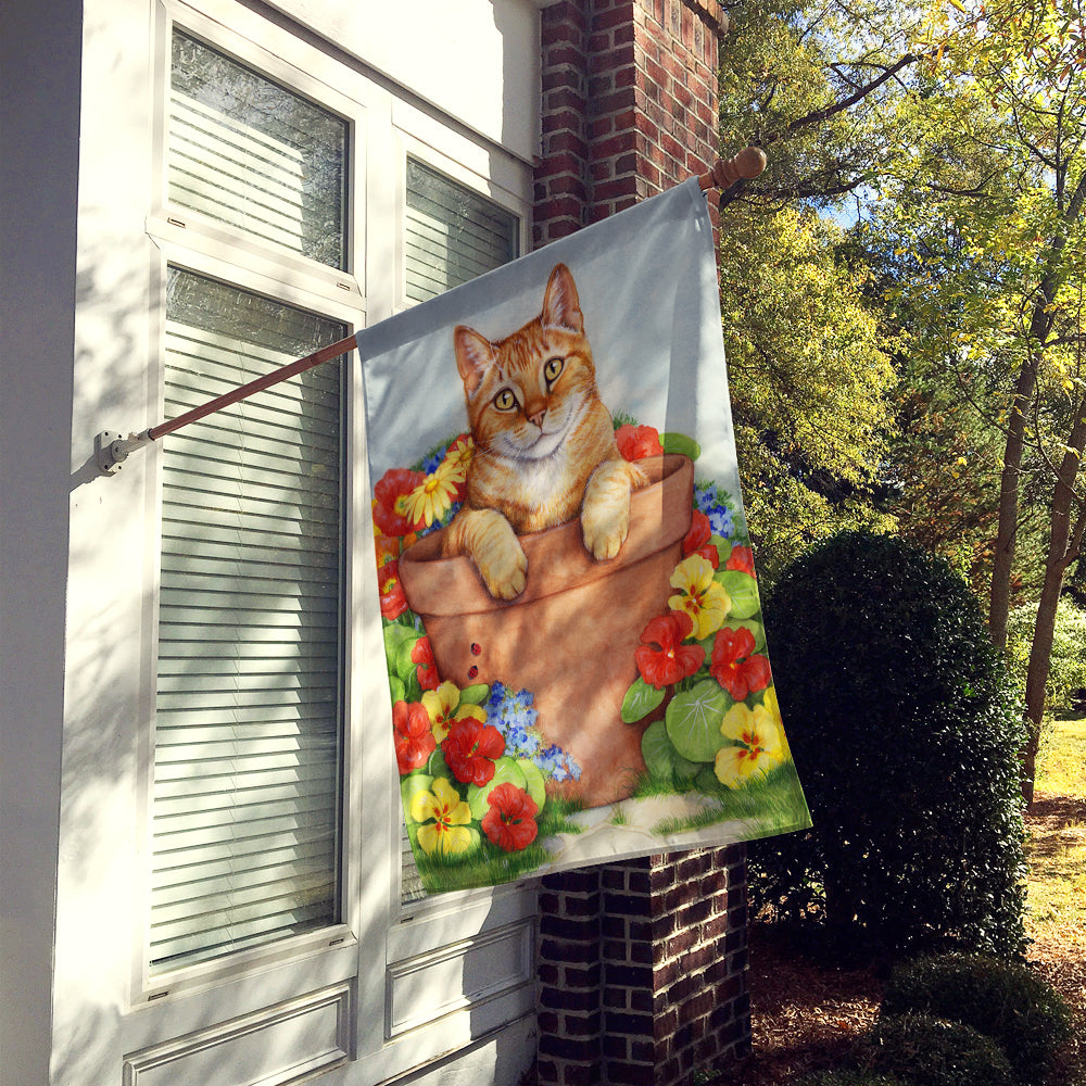 Ginger Cat In Pot by Debbie Cook Flag Canvas House Size CDCO0395CHF
