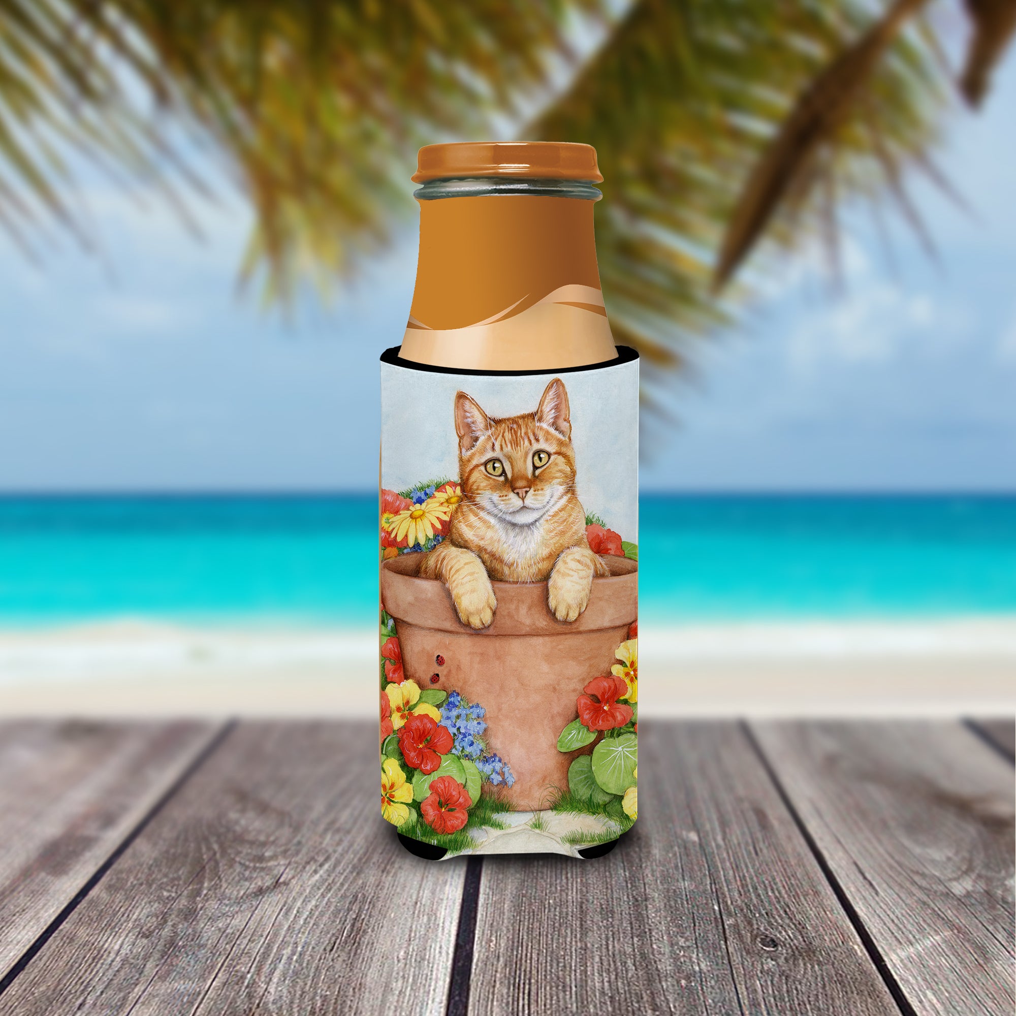 Ginger Cat In Pot by Debbie Cook Ultra Beverage Insulators for slim cans CDCO0395MUK
