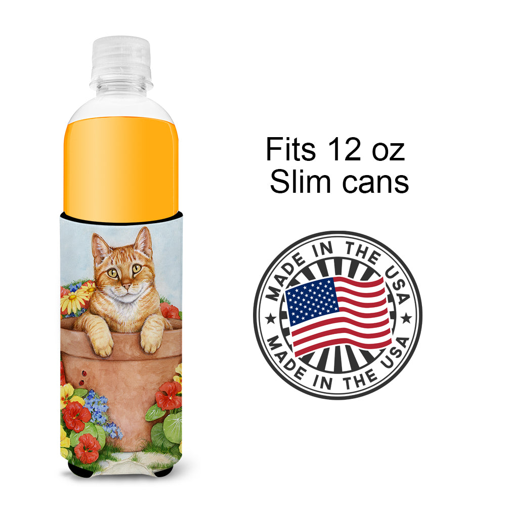 Ginger Cat In Pot by Debbie Cook Ultra Beverage Insulators for slim cans CDCO0395MUK  the-store.com.