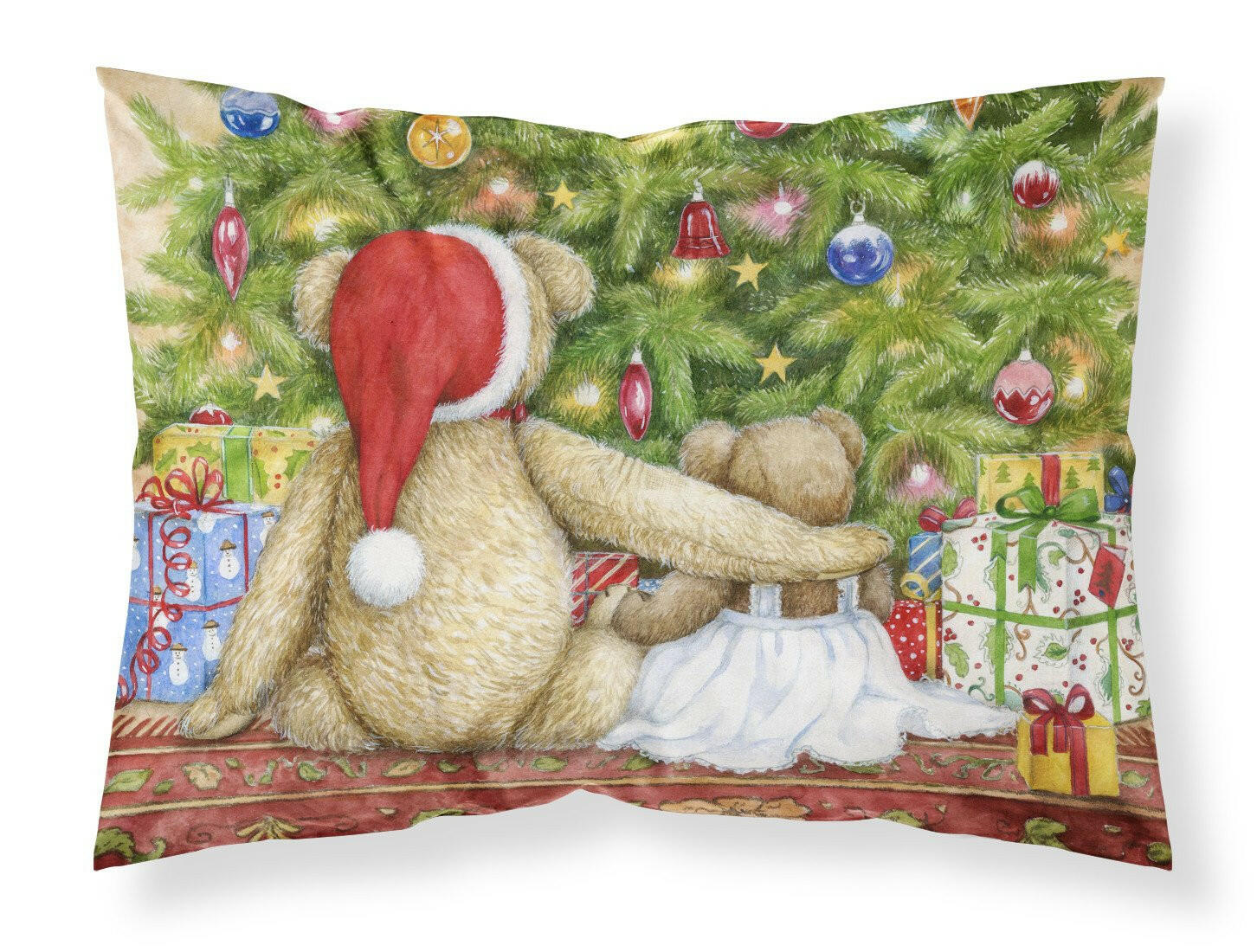 Christmas Teddy Bears with Tree Fabric Standard Pillowcase CDCO0415PILLOWCASE by Caroline's Treasures